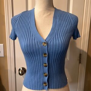 Madewell Blue Ribbed Knit Cardigan
